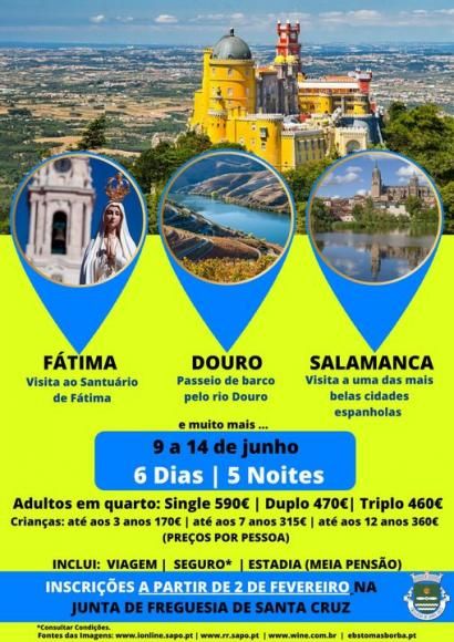DIVULGA&Ccedil;&Atilde;O || Viagem a Portugal Continental com passagem por Espanha - 9 a 14 de junho 
